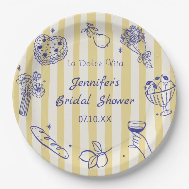 Assiettes En Carton La Dolce Vita Italian Lemon Bridal Shower (Devant)