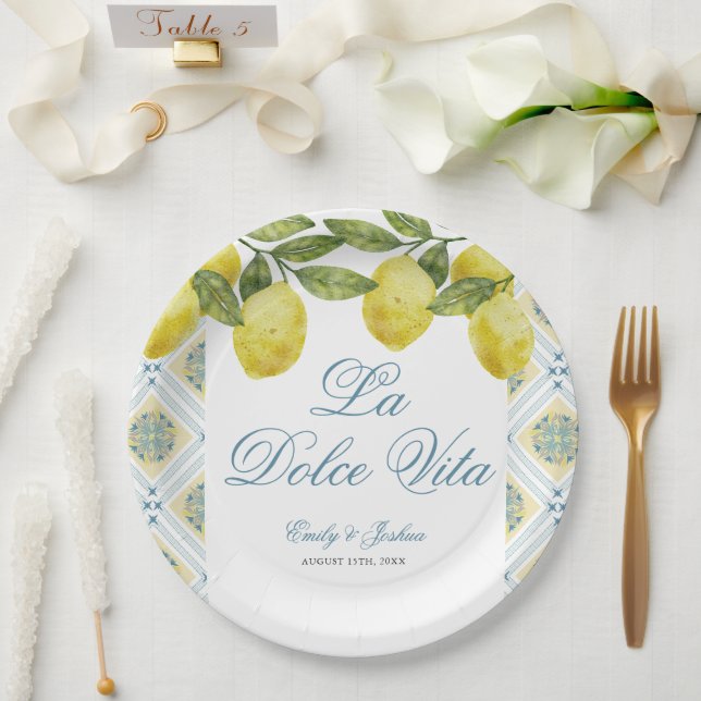 Assiettes En Carton La Dolce Vita Italien Citron Mariage (Mariage)