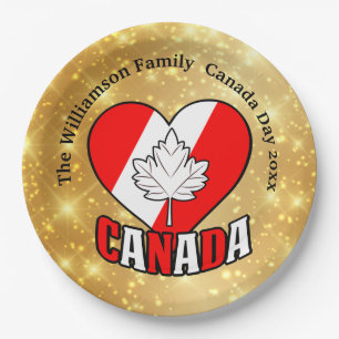 Assiettes En Carton La fête de l'or de la fête du Canada Personnalisez