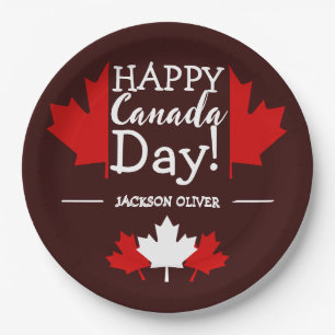Assiettes En Carton La Feuille d'érable du Canada, Joyeuse fête du Can