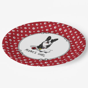 Assiettes En Carton La fille de maman #2 Boston Terrier Dog (noir) mig