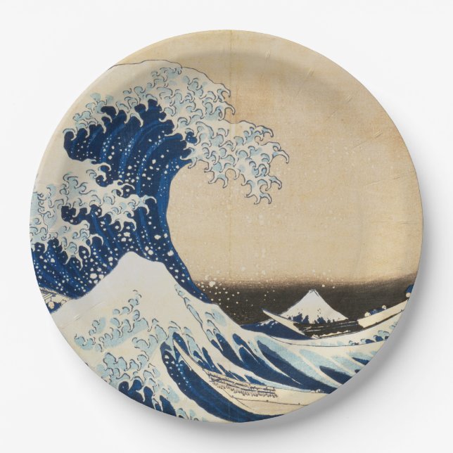 Assiettes En Carton La Grande Vague au large de Kanagawa par Hokusai (Devant)