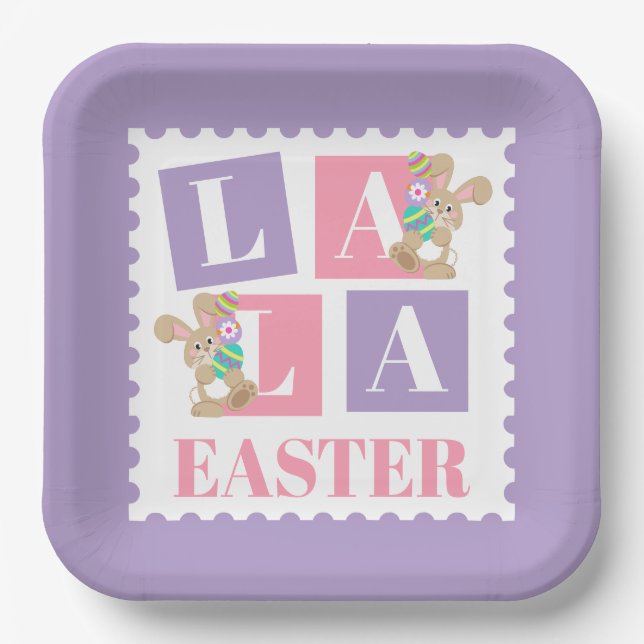 Assiettes En Carton La La Easter Bunny Party Plates (Recto)