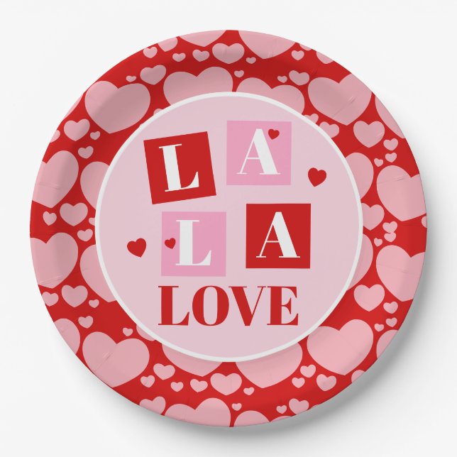 Assiettes En Carton La La Love Saint-Valentin (Devant)