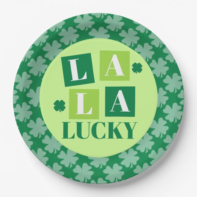 Assiettes En Carton La La Lucky Saint-Patrick vert (Devant)