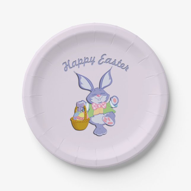 Assiettes En Carton La Lavande de Bunny de Pâques (Devant)