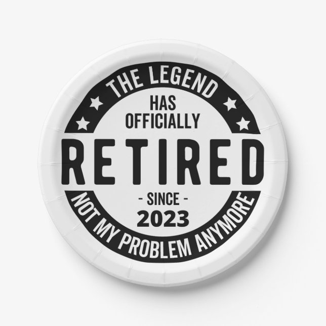 Assiettes En Carton La Légende A Officiellement Retraité, Retraité 202 (Devant)