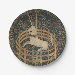 Assiettes En Carton La Licorne en Captivité, Tapisserie Médiévale 