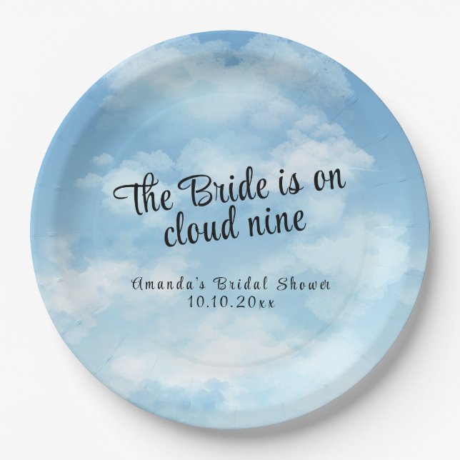 Assiettes En Carton La mariée est sur un nuage Bridal Shower (Devant)