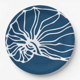 Assiettes En Carton La mer élégante Shell modèlent - l'océan bleu