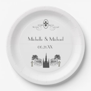 Assiettes En Carton La Nouvelle-Orléans Scene Fleur de Lis