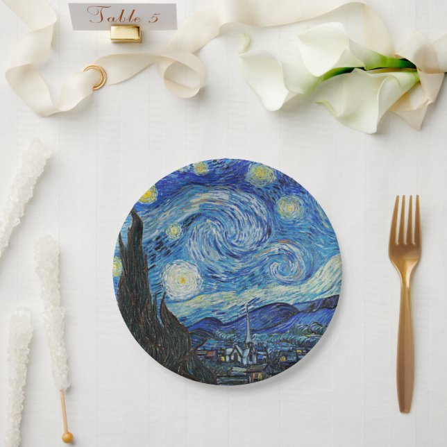 Assiettes En Carton La nuit étoilée de Van Gogh (Mariage)
