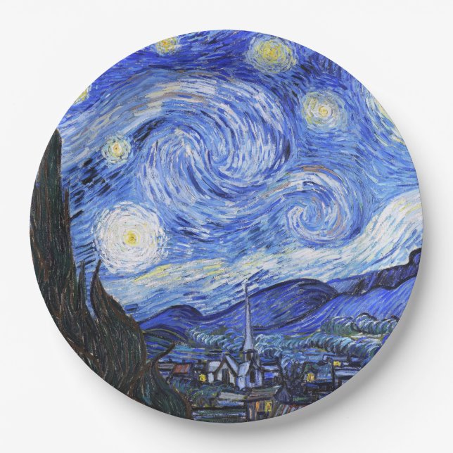 Assiettes En Carton La nuit étoilée de Van Gogh (Devant)