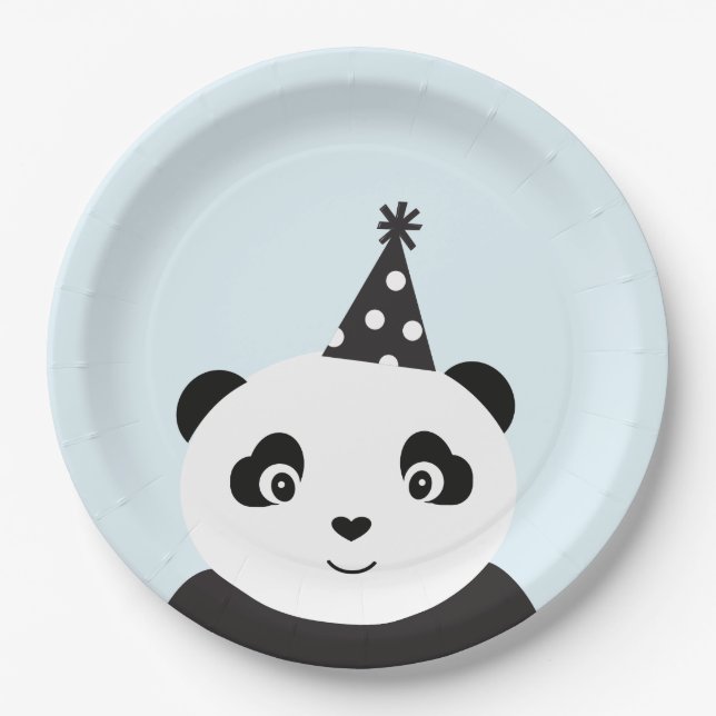 Assiettes En Carton La partie aiment un panda (Devant)