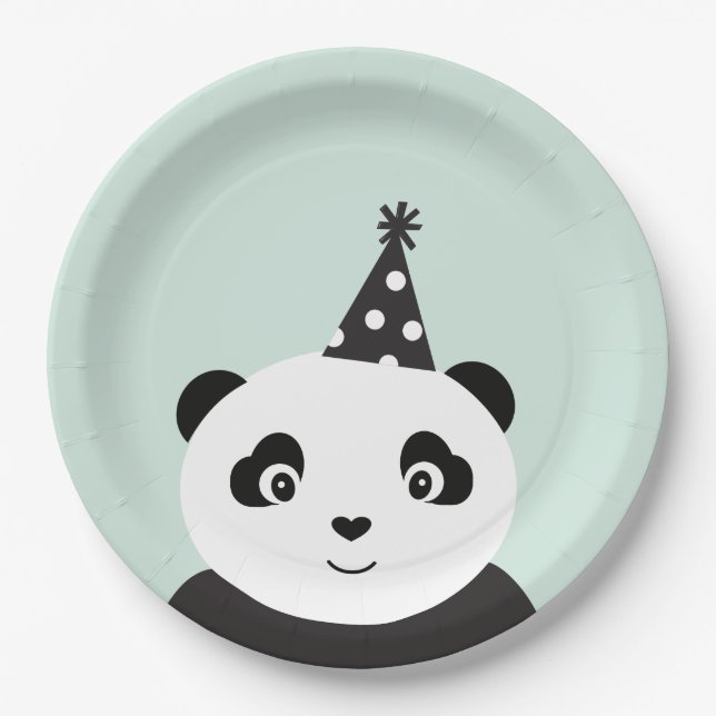 Assiettes En Carton La partie aiment un panda (Devant)