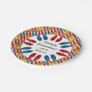 Assiettes En Carton La partie primaire d'été de rayure de bascules