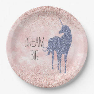 Assiettes En Carton La Parties scintillant de l'Unicorne rose violet G