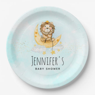 Assiettes En Carton La pêche au lion sur le Baby shower de la lune