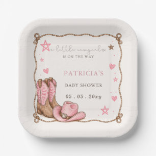 Assiettes En Carton La Petite Cowgirl Est En Route Fille Baby Shower