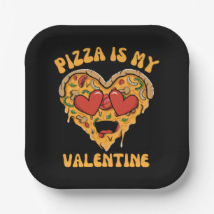 Assiettes En Carton La pizza est ma Saint Valentin