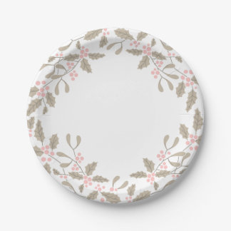 Assiettes En Carton La plaque à papier de guirlande de houx et de gui