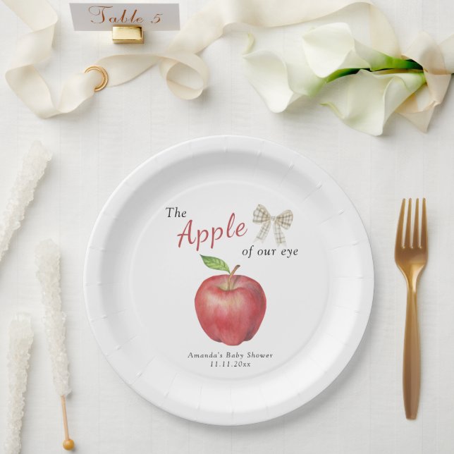 Assiettes En Carton La pomme de notre Baby shower oculaire (Mariage)
