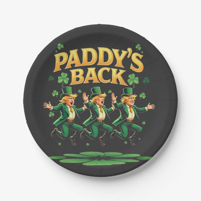 Assiettes En Carton La Saint-Patrick drôle de retour de Trump Léopard  (Devant)