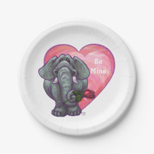 Assiettes En Carton La Saint-Valentin des éléphants