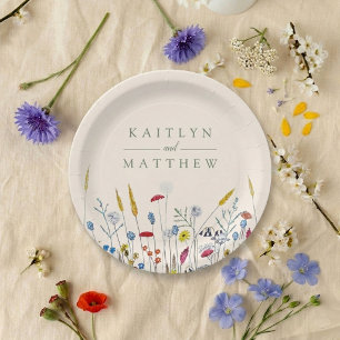 Assiettes En Carton La Suite de Mariage de Prairie de Fleurs Sauvages 