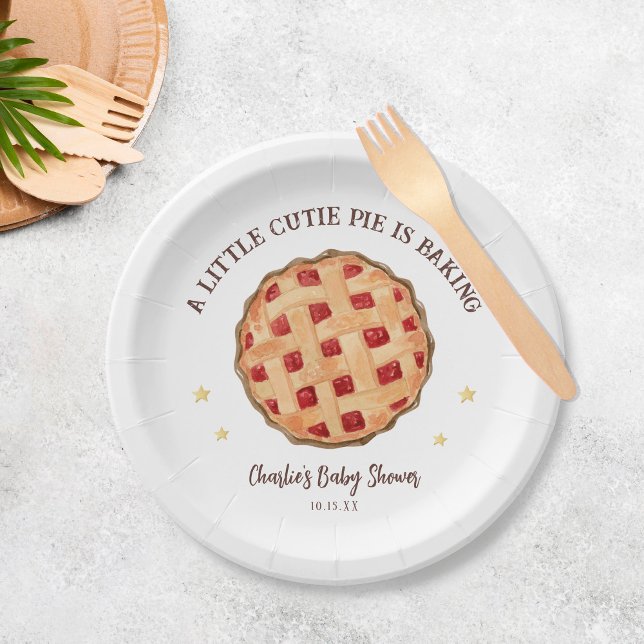 Assiettes En Carton La tarte à croûte d'aquarelle moderne est Baby sho (Créateur téléchargé)