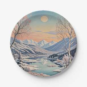 Assiettes En Carton La tranquillité d'hiver