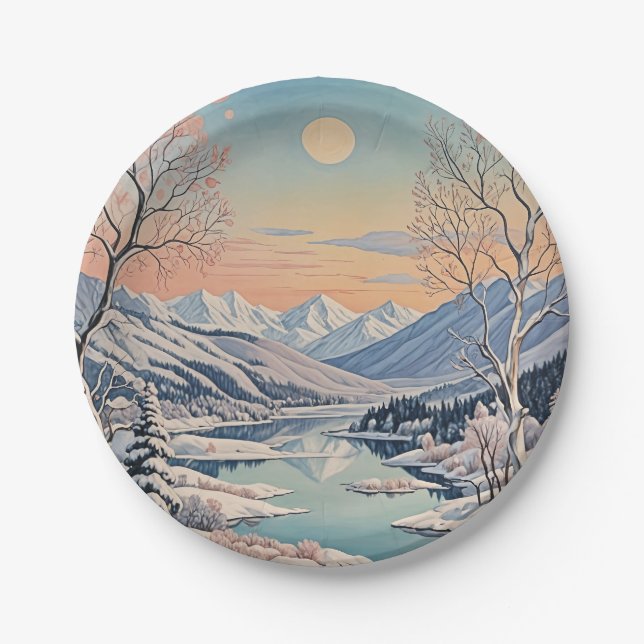 Assiettes En Carton La tranquillité d'hiver (Devant)