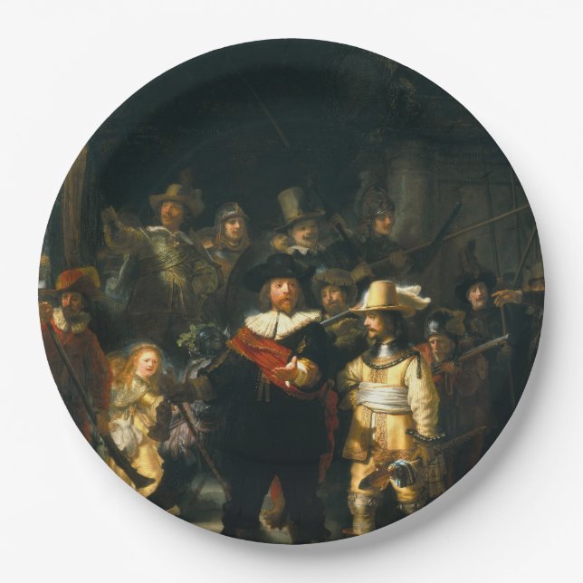 Assiettes En Carton La Veille de la nuit - Rembrandt (Devant)