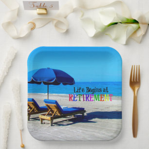 Assiettes En Carton La vie commence à la retraite