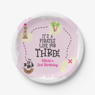 Assiettes En Carton La vie de pirate pour TROIS ans d'anniversaire ros