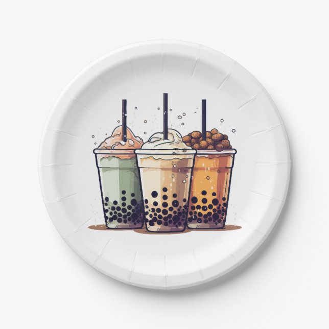 Assiettes En Carton La vie est courte, buvez le boba (Devant)