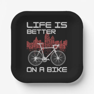 Assiettes En Carton La vie est meilleure à vélo