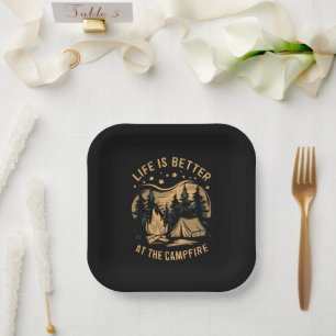 Assiettes En Carton La vie est meilleure au camping-car Campfire Campe