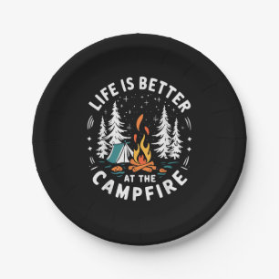 Assiettes En Carton La vie est meilleure au feu de camp drôle de campi