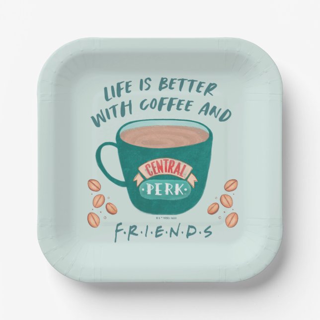 Assiettes En Carton La vie est meilleure avec le café et les amis™ (Recto)