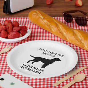Assiettes En Carton La vie est meilleure avec un Labrador Retriever