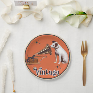 Assiettes En Carton La voix de son maître Vintage