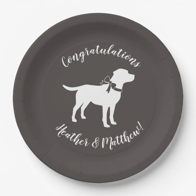 Assiettes En Carton Labrador Baby shower de chien Laboratoire gris Neu (Devant)