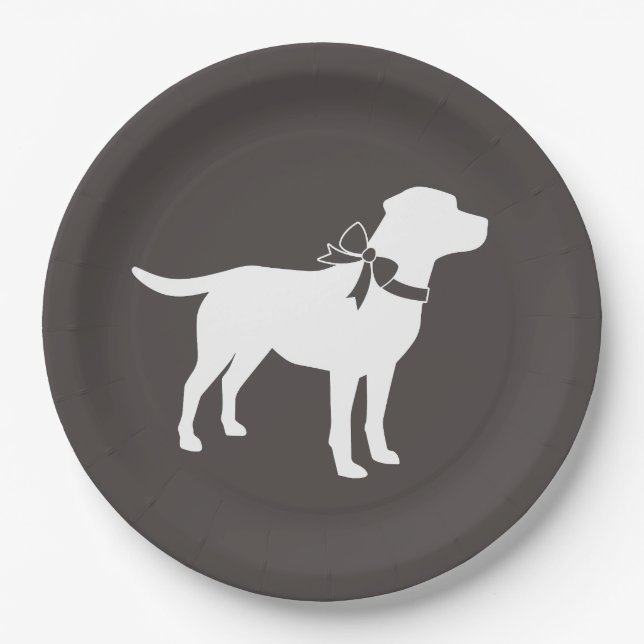Assiettes En Carton Labrador Baby shower de chien Laboratoire gris Neu (Devant)