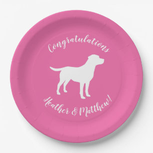 Assiettes En Carton Labrador Chien Baby shower Girl Lab Rose