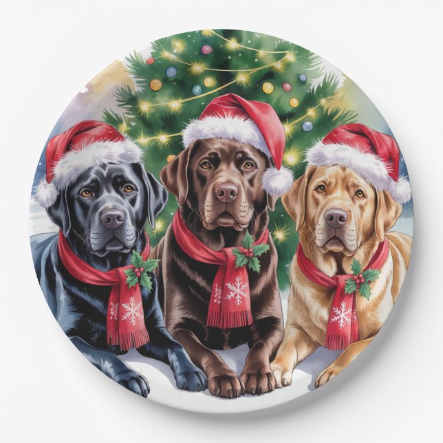 Assiettes En Carton Labrador Christmas Paper Plate (Devant)