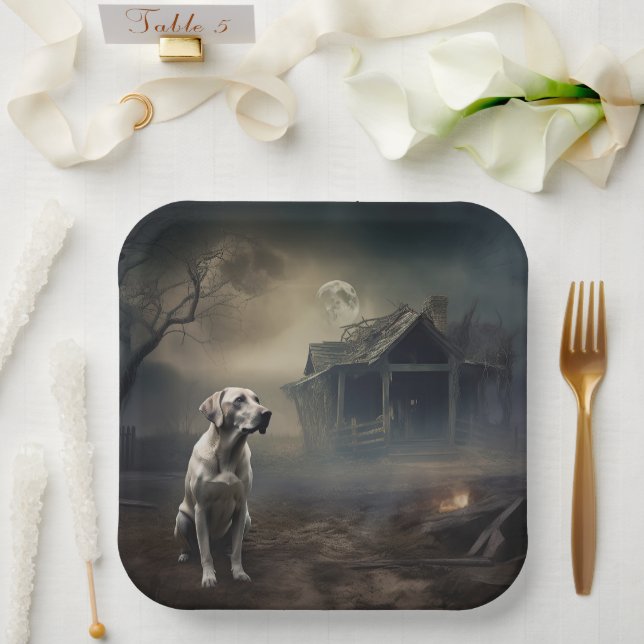 Assiettes En Carton Labrador Halloween Épouvantable (Mariage)