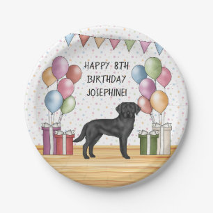 Assiettes En Carton Labrador Retriever noir Lab Dog Anniversaire color
