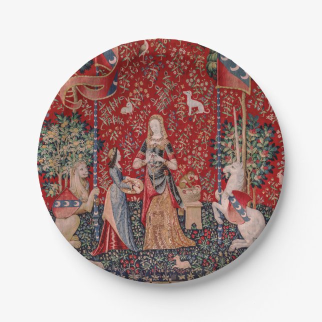 Assiettes En Carton Lady and Unicorn Medieval Tapestry Smell (Devant)