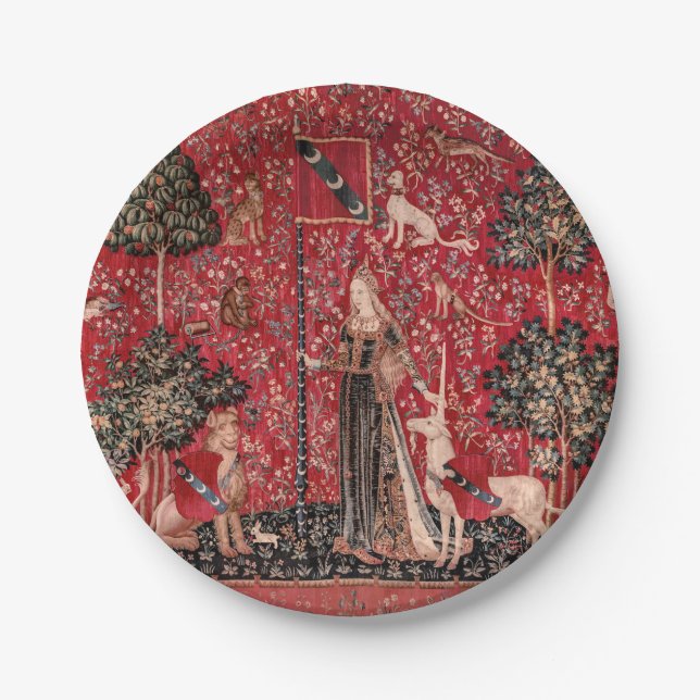 Assiettes En Carton Lady and Unicorn Medieval Tapestry Touch (Devant)